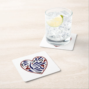 Pretty abstract heart pattern square paper coaster