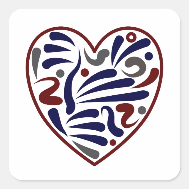 Pretty abstract heart pattern square sticker (Front)