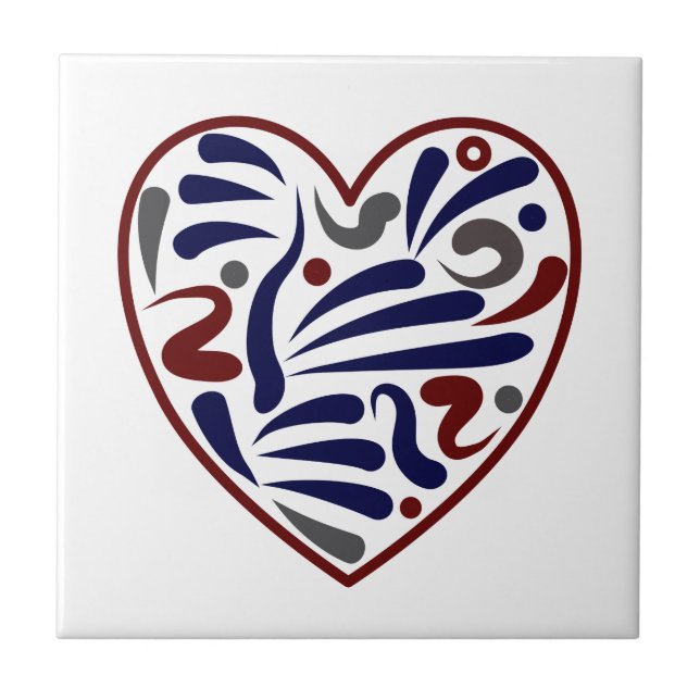 Pretty abstract heart pattern tile (Front)