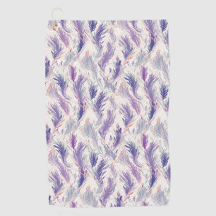 Pretty Abstract Modern Floral Feather Pattern Golf Towel