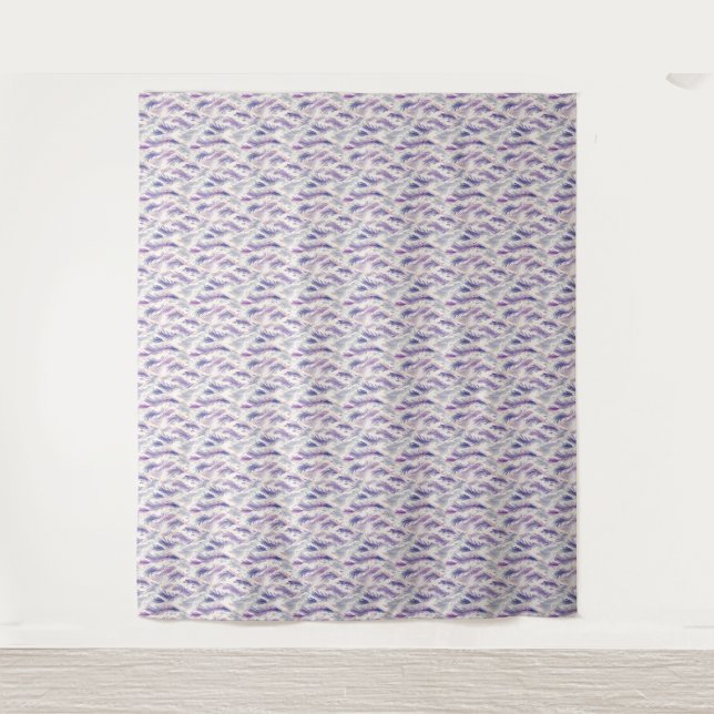 Pretty Abstract Modern Floral Feather Pattern Tapestry (Front)
