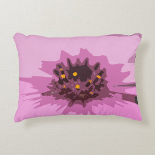 Pretty Abstract Pink Daisy Flower Accent Pillow