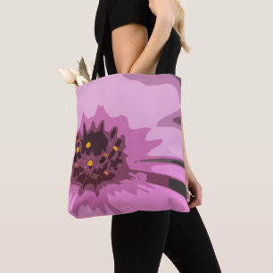Pretty Abstract Pink Daisy Flower Tote Bag