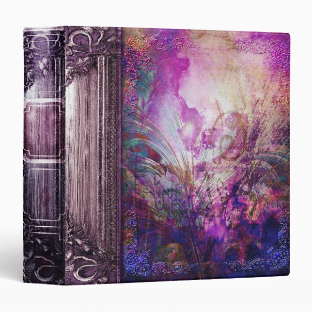 Pretty Abstract Purple Peacock Ancient Tome Binder (Front/Spine)