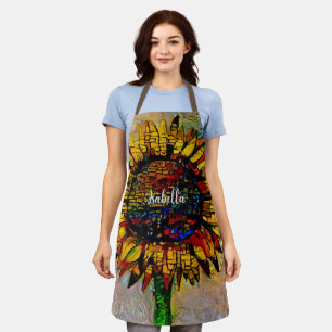 Pretty Abstract Sunflower Painting Apron