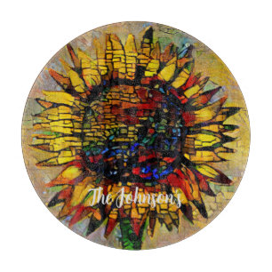 Pretty Abstract Sunflower Painting Cutting Board