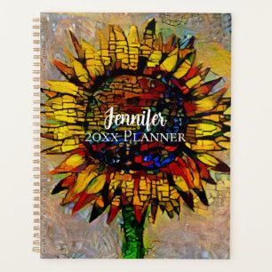 Pretty Abstract Sunflower Painting Planner