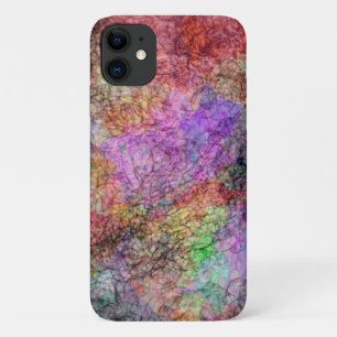 Pretty Abstract Swirls of Pastel Colours Grey line iPhone 11 Case
