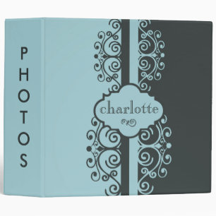 Pretty Abstract Teal And Grey Swirls Design Album Binder