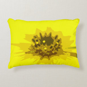 Pretty Abstract Vivid Yellow Daisy Flower Accent Pillow