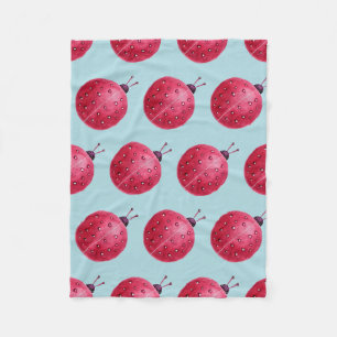 Pretty Abstract Watercolor Ladybug Pattern Fleece Blanket