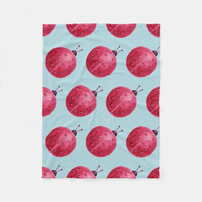Pretty Abstract Watercolor Ladybug Pattern Fleece Blanket (Front)
