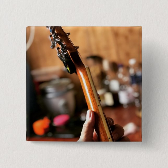 Pretty Acoustic Guitar 2 Inch Square Button (Front)