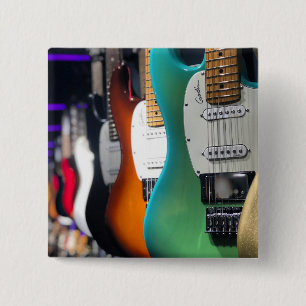 Pretty Acoustic Guitar 2 Inch Square Button
