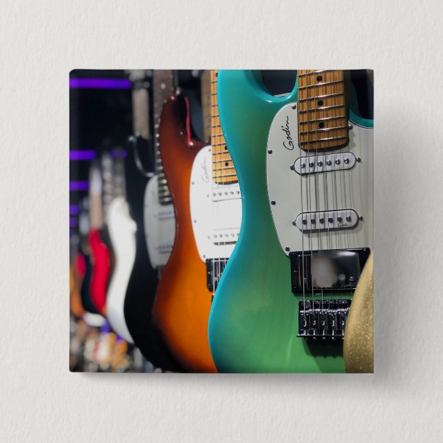 Pretty Acoustic Guitar 2 Inch Square Button (Front)