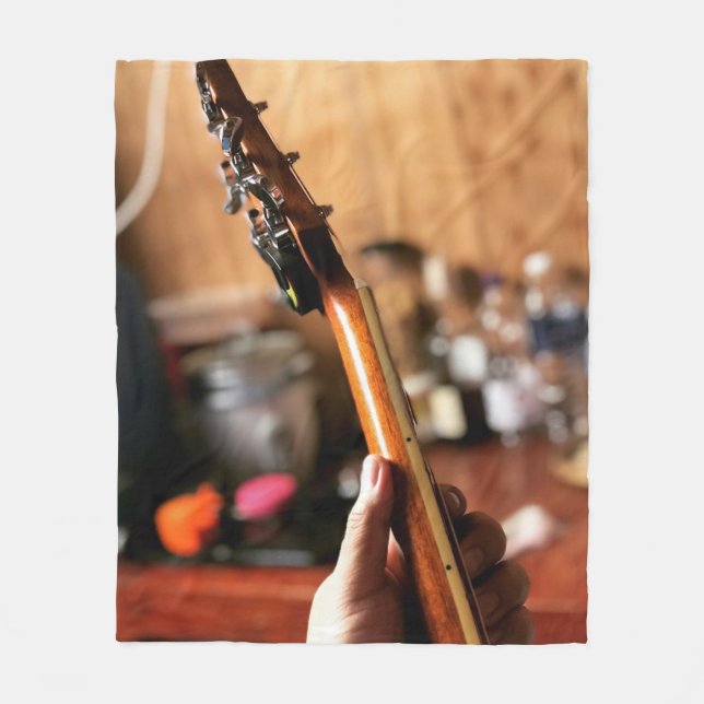 Pretty Acoustic Guitar Fleece Blanket (Front)