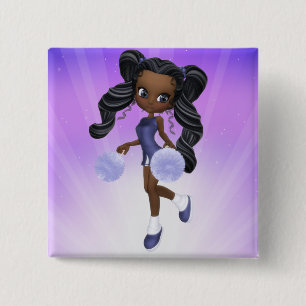 Pretty African American Cheerleader Button
