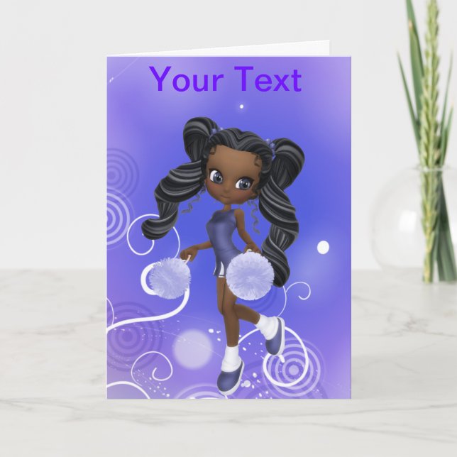 Pretty African American Cheerleader Greeting Card (Front)
