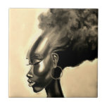 Pretty African Woman Painting Tile<br><div class="desc">Ceramic Tiles with Lady Shy Pretty African Woman Modern Art Painting Tile - Customizable - or Choose / Add Your Unique Text / Name - Make Your Special Gifts Desk Accessories Home Decor - Resize and move or remove and add elements / text with Customization tool ! Painting and Design...</div>
