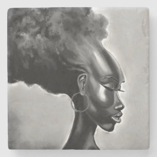 Pretty African Woman Stone Coaster Painting