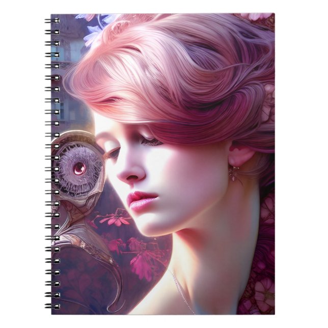 Pretty AI Generated Lady Spiral Photo Notebook (Front)