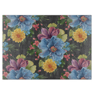 Pretty And  Dark Floral  Cutting Board