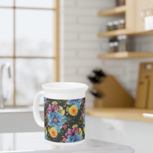 Pretty And  Dark Floral   Pitcher