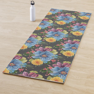 Pretty And  Dark Floral   Yoga Mat