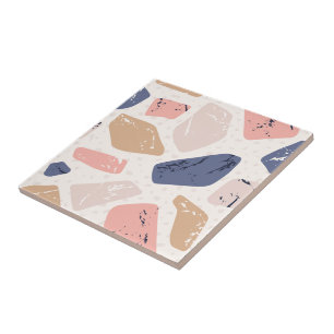 Pretty and elegant blue and pink stone abstract tile