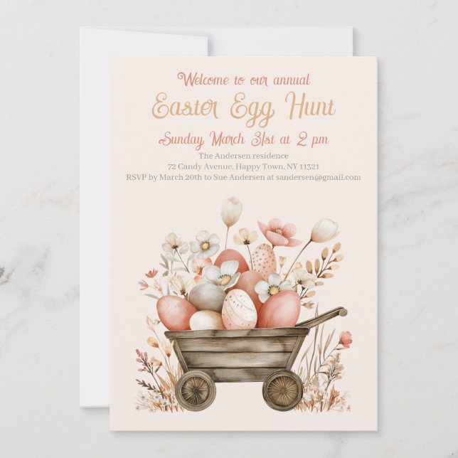 Pretty and Elegant Easter Egg Hunt Invitation (Front)