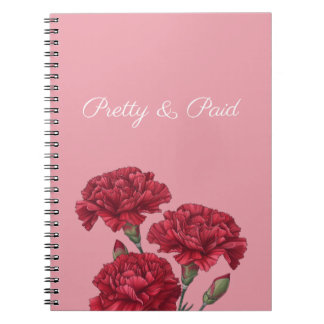 Pretty and Paid with Carnation Flowers Notebook
