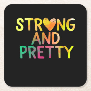 Pretty And Strong Woman Gym Workout Fitness Square Paper Coaster