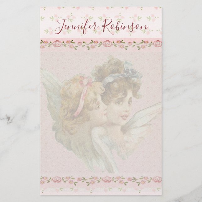 Pretty and Sweet Guardian Angel Stationery (Front)