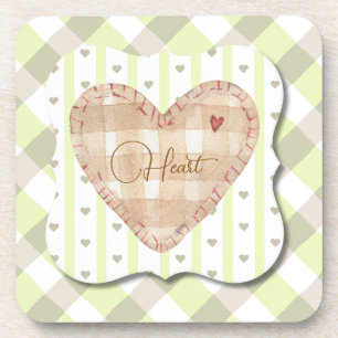 Pretty and unique heart pattern shadowing Tartan Coaster