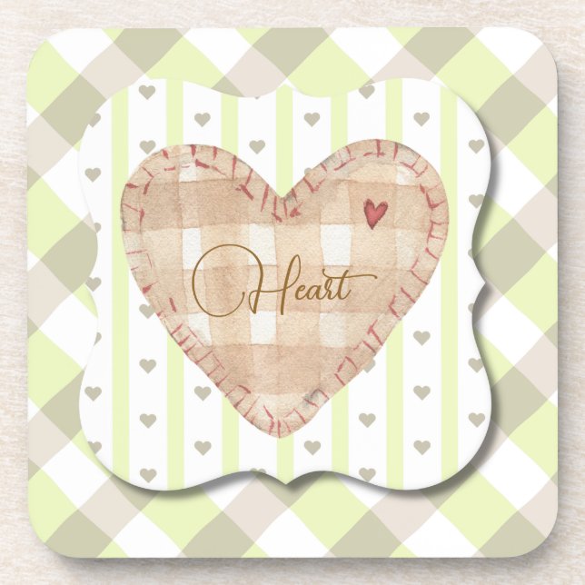 Pretty and unique heart pattern shadowing Tartan Coaster (Front)
