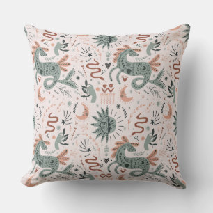 Pretty animal Watercolor gift for her Pink pattern Throw Pillow