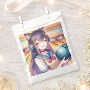Pretty Anime Girl in Bowling Birthday Party Favour Bag