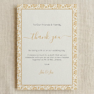 Pretty antique flower Wedding thank you Table Card