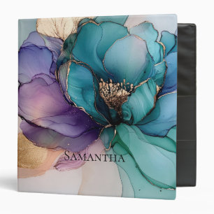 Pretty Aqua Blue Purple Gold Floral Bridal Shower Binder