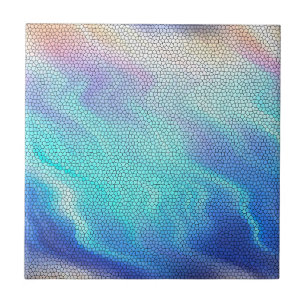 Pretty Aqua Blue Purple Pastel Mosaic Tiles