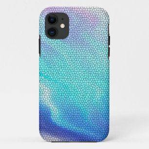 Pretty Aqua Blue Purple Pastel Mosaic Tiles iPhone 11 Case