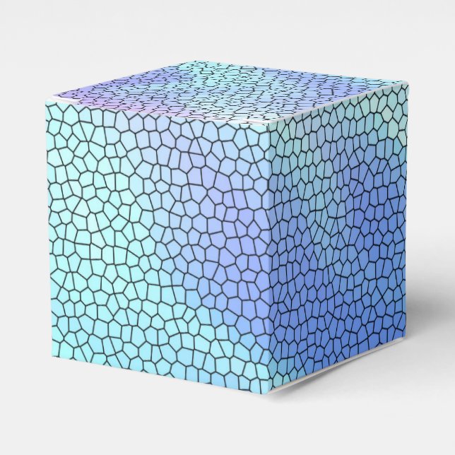 Pretty Aqua Blue Purple Pastel Mosaic Tiles Favor Box (Front Side)