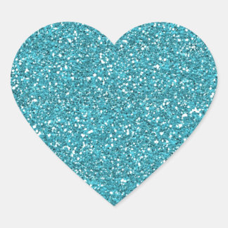 Pretty Aqua Blue Sparkly Glitter Heart Sticker