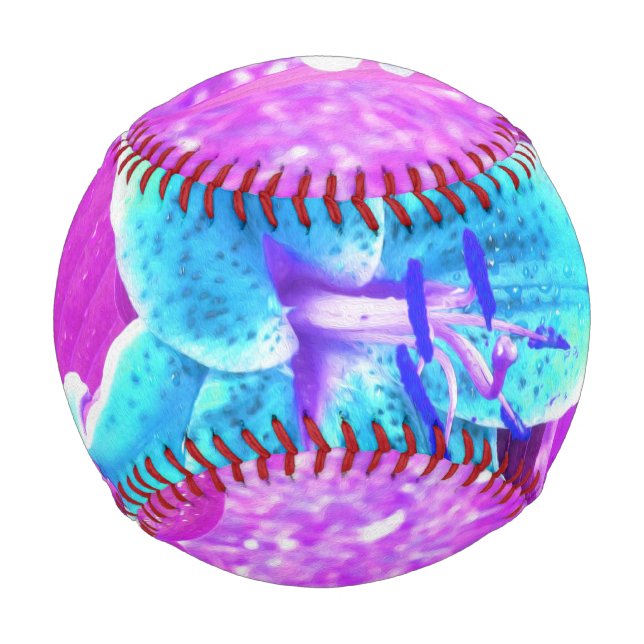 Pretty Aqua Blue Stargazer Lily on Purple Baseball (Front)