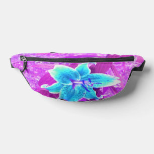 Pretty Aqua Blue Stargazer Lily on Purple Fanny Pack