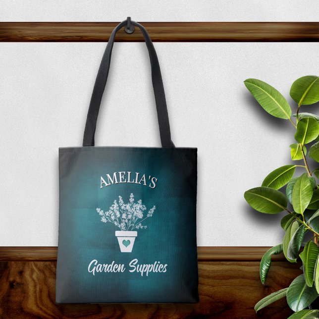 Pretty Aqua & Floral Personalized Tote Bag (Creator Uploaded)