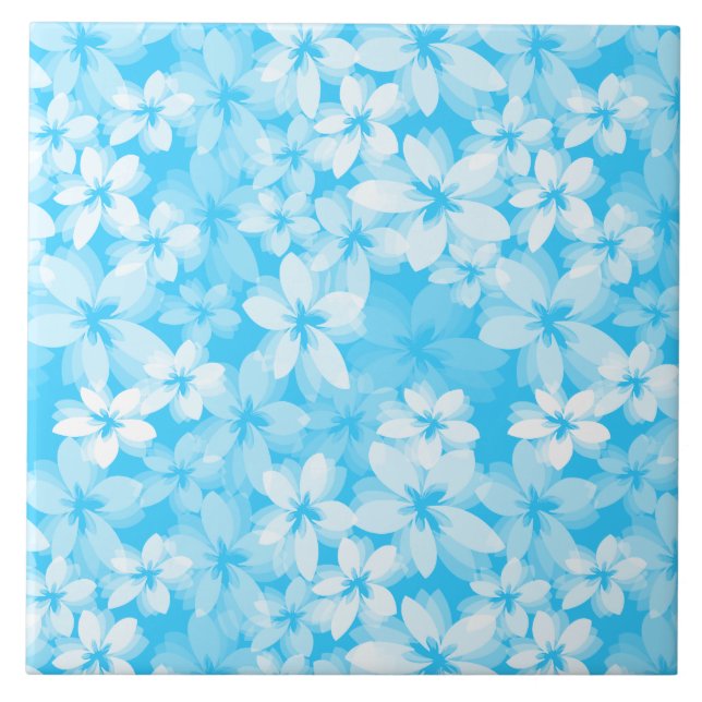 Pretty Aqua Floral Tile (Front)