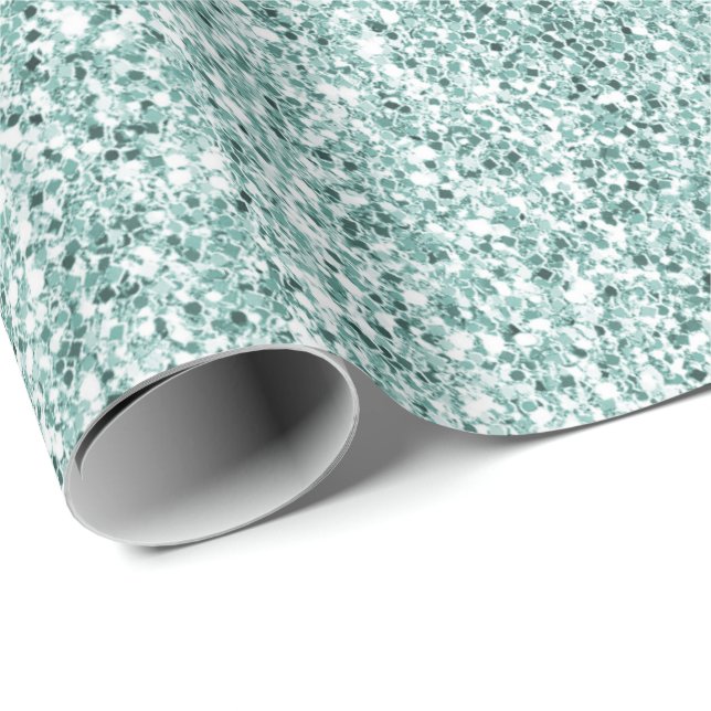 Pretty Aqua Mint Glitzy Glitter      Wrapping Paper (Roll Corner)