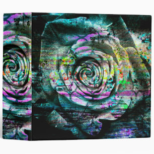 Pretty Aqua Painted Rose Floral Grunge Binder