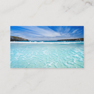 Pretty Aqua Paradise Beach Minimalist Photo Business Card